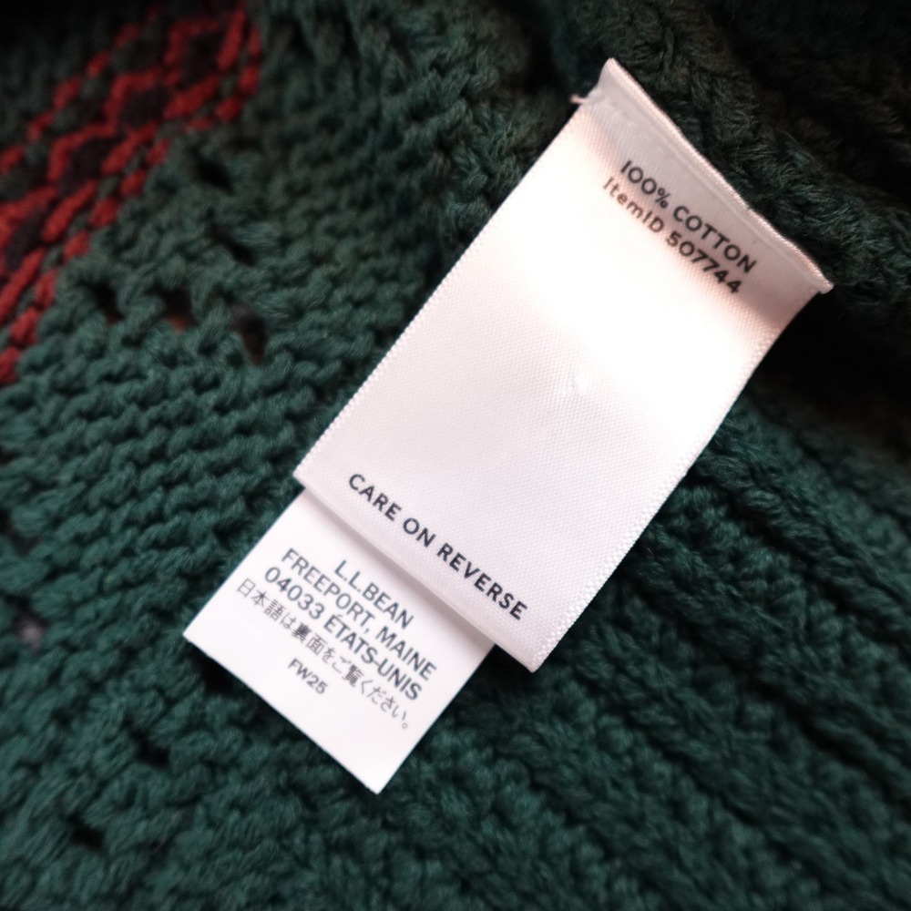 LL Bean Cardigan Sweater Womens Medium Green Fisherman Fair Isle Cable Knit - Picture 4 of 9